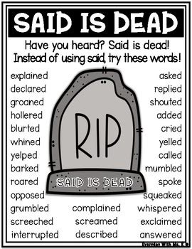 Said is Dead Poster by Everyday With Ms K | Teachers Pay Teachers