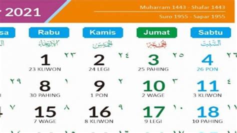 Kalender Jawa September 2021 Newstempo