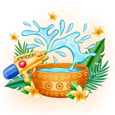 Premium Vector Watercolor Illustration For Songkran Water Festival