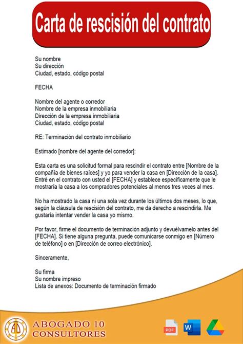 [muestra] Cartas De Rescisión Del Contrato