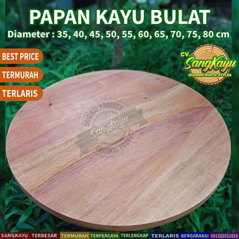 Jual Papan Kayu Bulat 60 Cm Round Wood Board Daun Meja Nampan Talenan