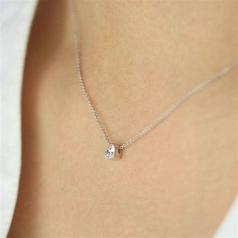 Heart Diamond Necklace Diamond Solitaire Necklace Heart Necklace