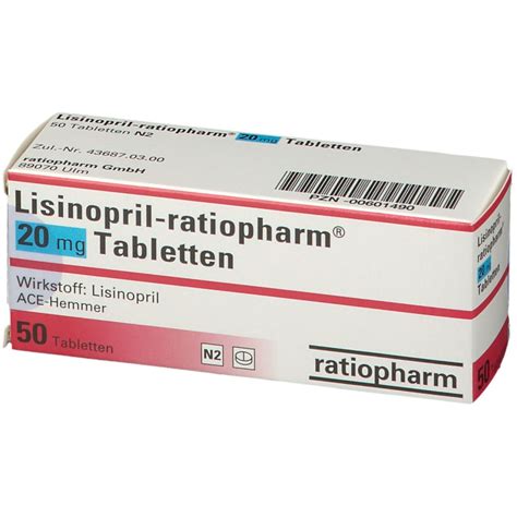 Lisinopril Ratiopharm® 20 Mg 50 St Mit Dem E Rezept Kaufen Shop Apotheke