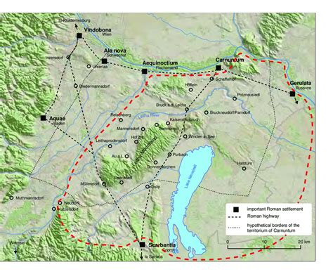 Carnuntum and its hinterland: the investigated area (map after DDDDDD ...