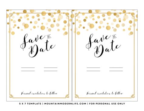 Printable Modern Gold Diy Save The Date Template