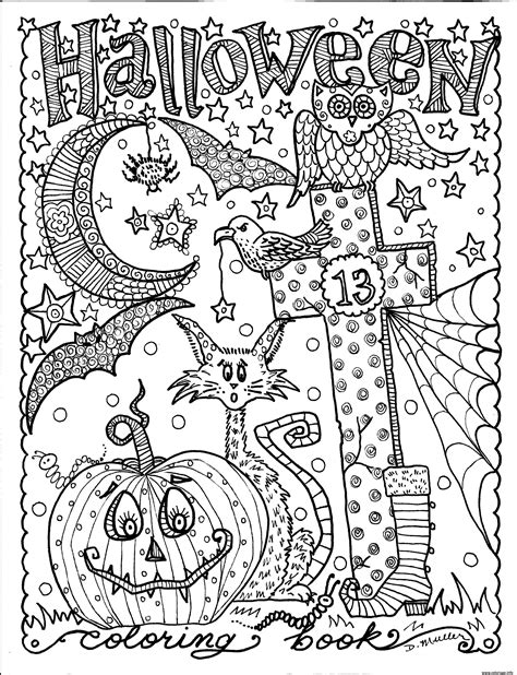 Coloriage Halloween Adulte Citrouille Chat Hibou