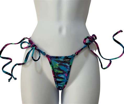 Sheer Neon Tropic Tie Sides Bikini Bottom Micro Gigi