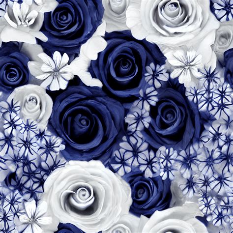 Navy Blue Floral Pattern · Creative Fabrica