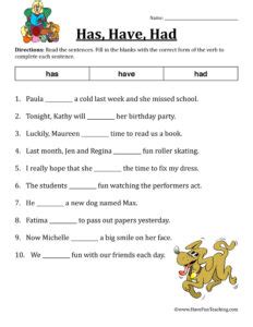 Has Have Had Verb Worksheet Have Fun Teaching