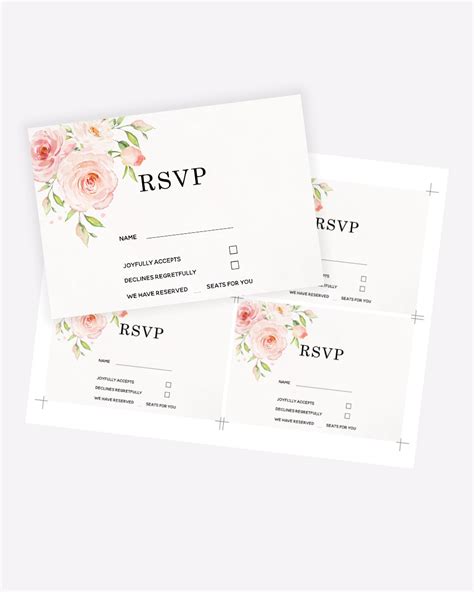 Pink Printable RSVP Card Designs