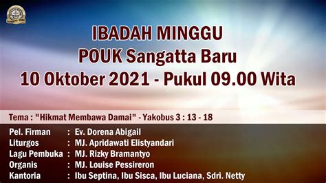 Ibadah Minggu Pouk Sangatta Baru Oktober Live Stream Youtube