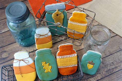 Harvest Mason Jar Decorated Cookies Tutorial CookieCrazie