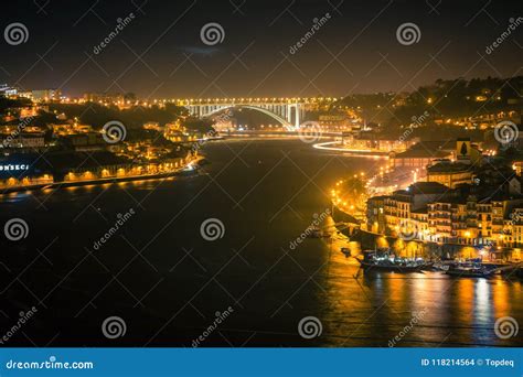 Overview of Old Town of Porto, Portugal at Night Stock Photo - Image of ...