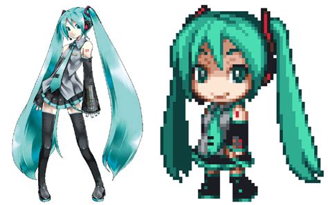 Hatsune Miku pixelated and original design by SuperStarfy2002 on DeviantArt