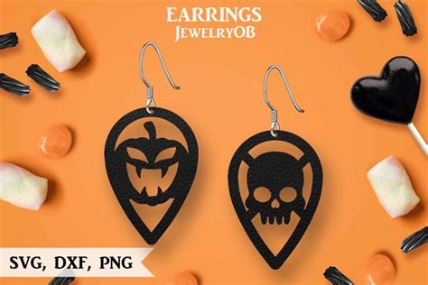 Halloween Earrings Cut File SVG DXF PNG Formats 351599