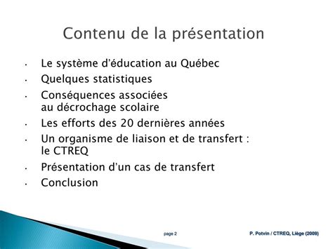 PPT Contenu de la pr é sentation PowerPoint Presentation free