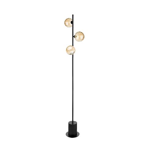 Spiral Light Floor Lamp Matt Black With Champagne Dimpled Glass