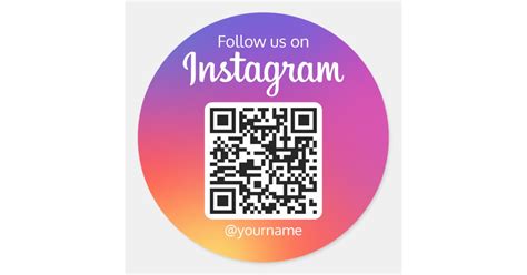 Follow Us On Instagram Social Media Qr Code Classic Round Sticker Zazzle