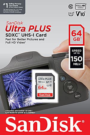 Sandisk Ultra Plus Sdxc Uhs I Card Gb Office Depot