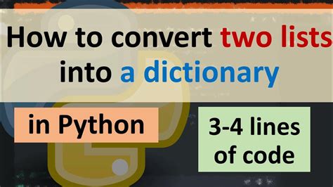 How To Convert Two Lists Into A Dictionary In Python Youtube