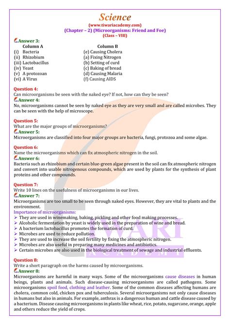 Ncert Solutions For Class 8 Science Chapter 2 Microorganisms Friend