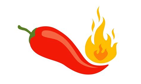 Vector Illustration Of A Spicy Chili Pepper With Flame Cartoon Red