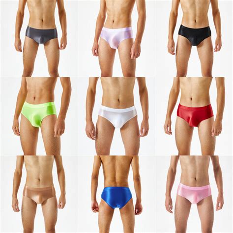Mens Glossy Briefs Swimwear Panties Smooth Low Rise Bikini Thongs Underwear US EBay