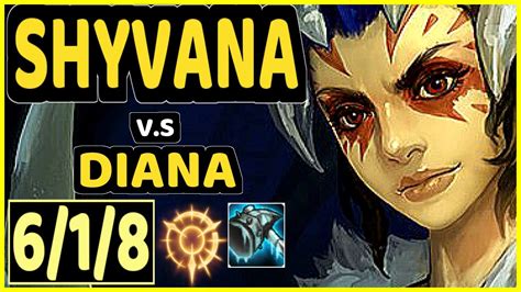 AGURIN SHYVANA Vs DIANA 6 1 8 KDA JUNGLE CHALLENGER GAMEPLAY EUW