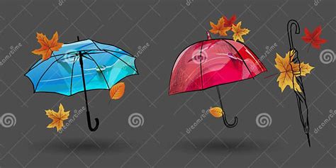 Set Of Umbrellas Sketches Doodle Style Umbrellas Vector Illustrations Vector Umbrellas