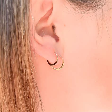 Small Gold Hoops 14k Gold Filled Hammered Hoop Earrings Etsy