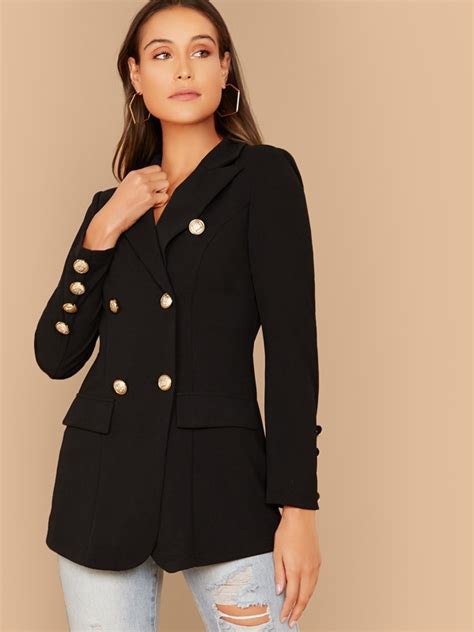 Shein Privé Notch Collar Double Breasted Blazer Shein Eur