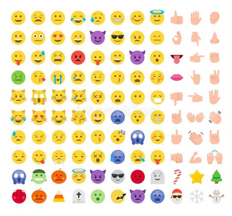 Sistema Plano Del Icono Del Emoticon Del Emoji Del Estilo Ilustraci N