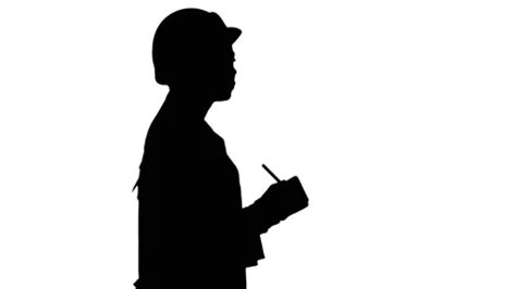 Silhouette Woman Engineer With Helmet Is Stock Video Pond