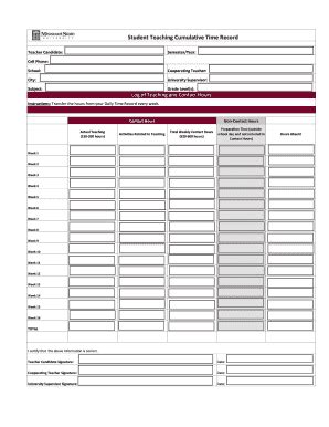 Fillable Online Education Missouristate Student Teaching Cumulative