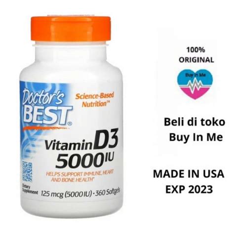 Promo DOCTORS BEST Vitamin D3 125 Mcg 5000IU 5000 IU 360 Softgels