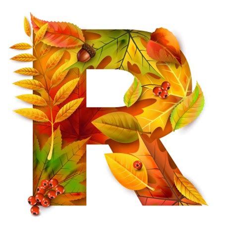 Autumn Stylized Alphabet With Foliage Letter V Vector Image