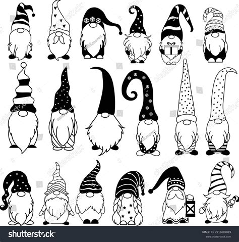 Gnomes Vector Bundle Collection Christmas Gnomes Stock Vector Royalty