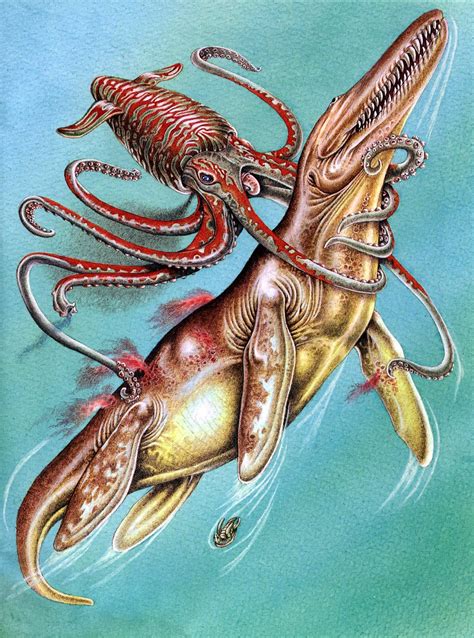 Giant Squid And Kronosaur From Australian Dinosaurs Book By Marilyn Pride9 Prehistoric