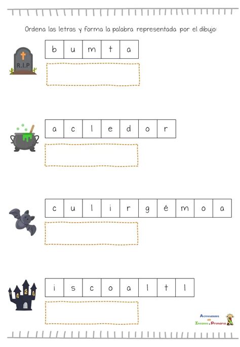 Lectoescritura Letras Desordenadas Con Vocabulario De Halloween