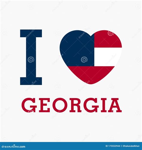 I Love Georgia With Heart Flag Shape Vector Stock Vector Illustration