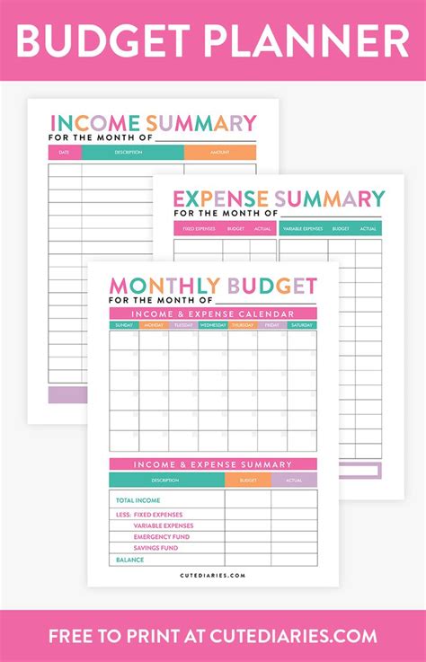 Monthly Budget Planner Cute Diaries Budget Planner Budget Planner