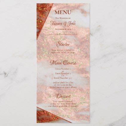 A Pink And Gold Wedding Menu Card