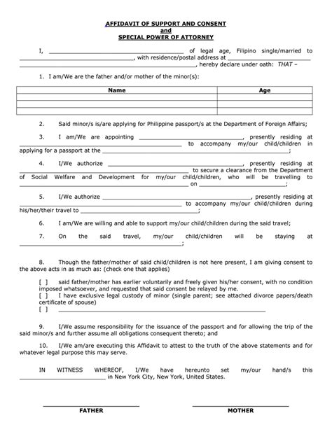 Affidavit Of Support And Consent Fill Online Printable Fillable