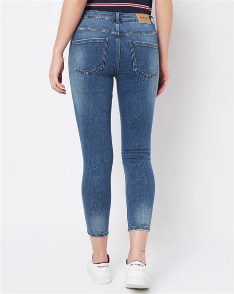 Light Blue Mid Rise Distressed Wendy Skinny Jeans