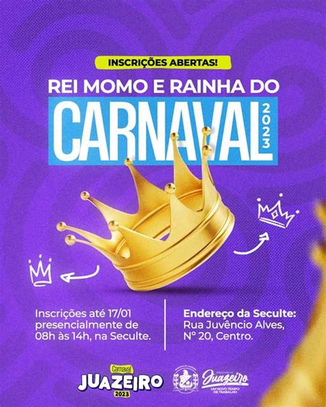 Abertas inscrições para Rei Momo Rainha e Princesas do Carnaval de