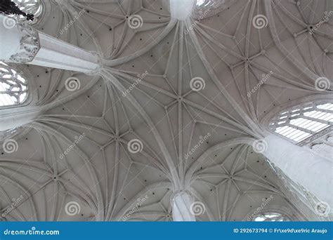 Vaults In A Gothic Basilica Saint Nicolas De Port France Stock