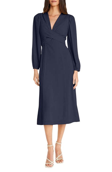 Maggy London Long Sleeve Tie Waist Midi Dress Nordstromrack In 2024