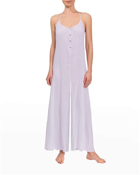 Everyday Ritual Kaitlyn Wide Leg Halter Neck Jumpsuit In Purple Stylemi