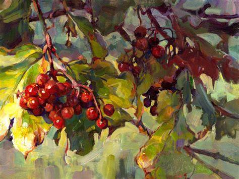 Red Berries Painting By Tom Nachreiner Floral Painting Fruit