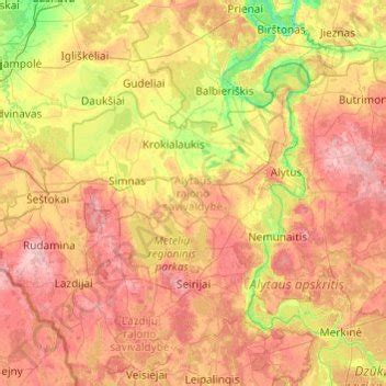 Alytus District Municipality topographic map, elevation, terrain